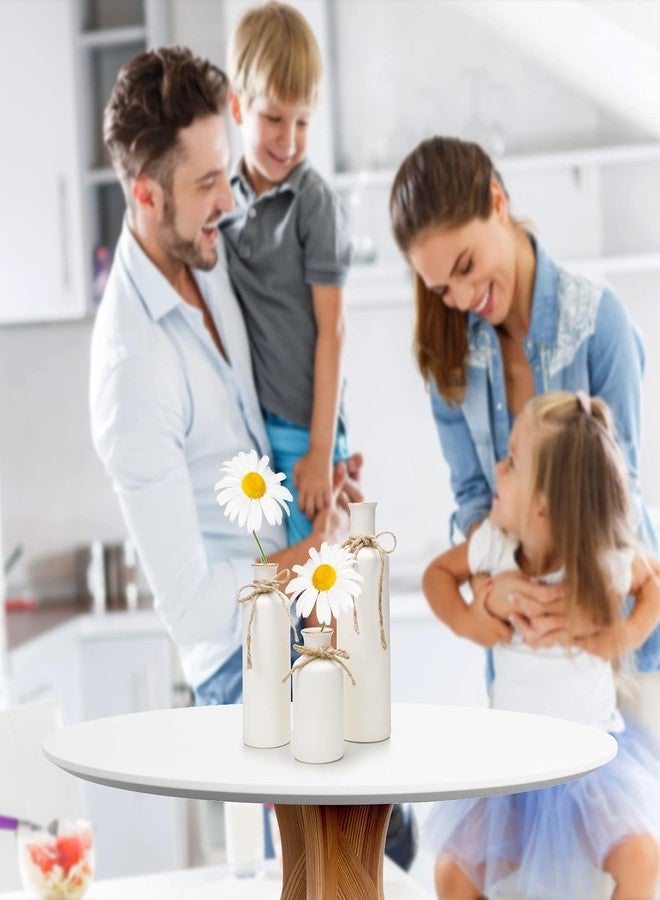 PUREZENTO مجموعة مزهريات PUREZENTO الرومانية البيضاء العتيقة - 3 قطع | مزهريات مزخرفة على شكل زجاجة مع فيونكة من الخيوط للديكور الريفي، وديكور المنزل الريفي، وديكور المنزل | مزهريات مميزة لغرفة المعيشة، وطاولة الطعام، وتزيين المكتب - Image 5